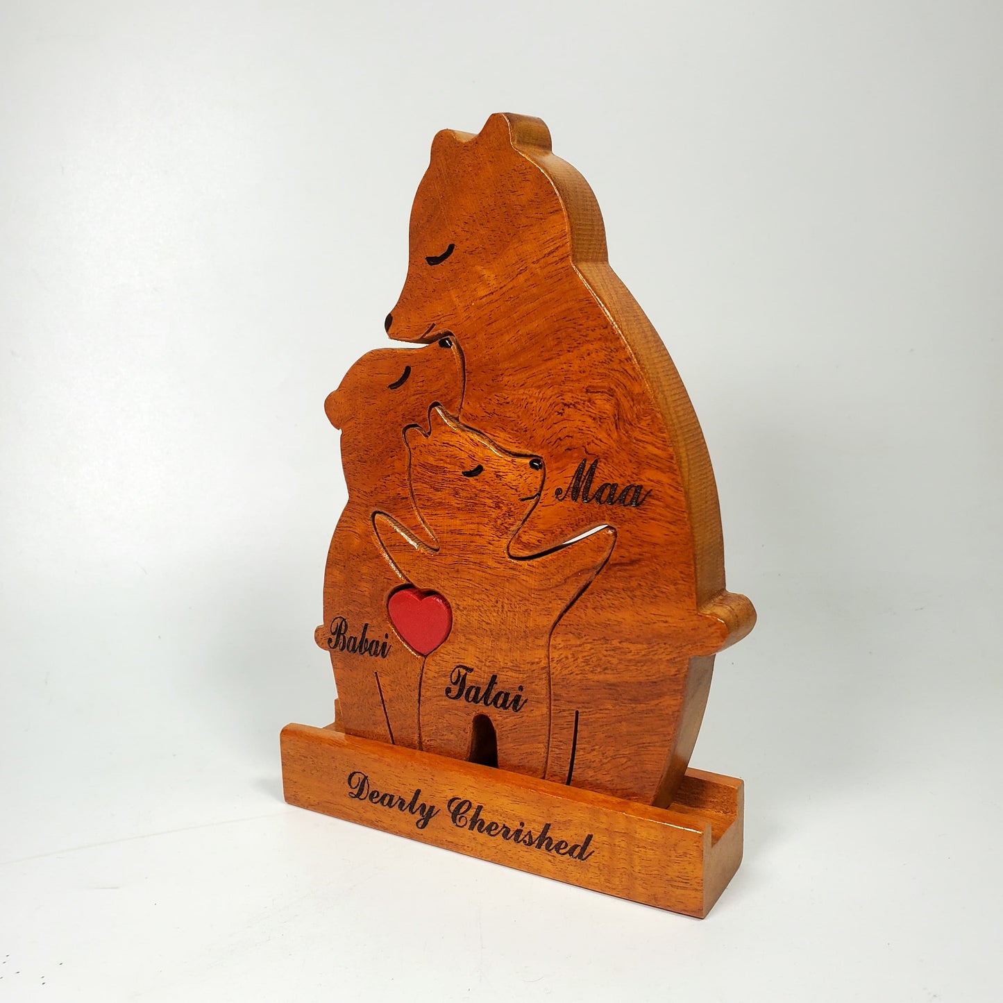 Wooden Bear Family Keepsake | Polished surface with shiny finish | Fungus Proof