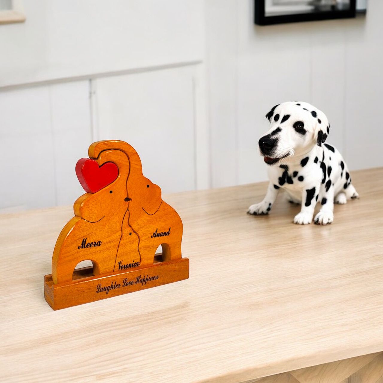 Wooden Elephant family Keepsake | Family of 3 | Polished surface with shiny finish | Fungus Proof