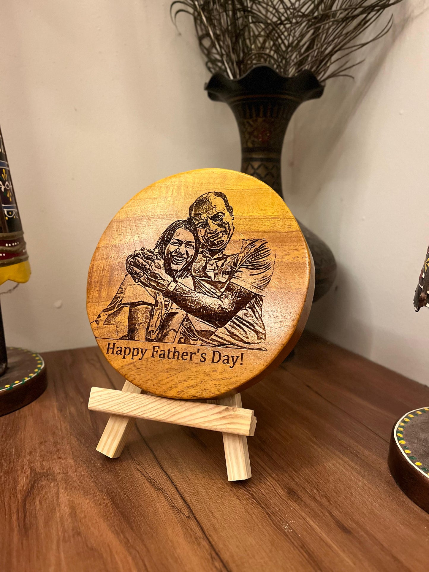 Personalized photo engraved Golden wood coin | Polished surface with shiny finish | Fungus Proof
