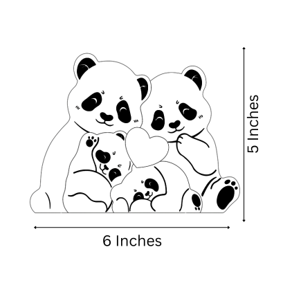 Wooden Panda Family | Polished surface with shiny finish | Fungus Proof