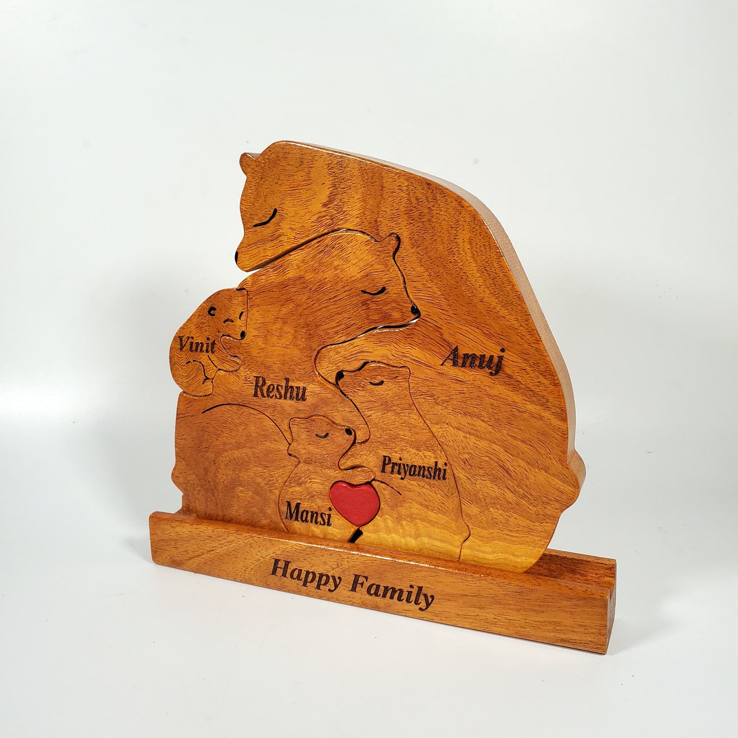 Wooden Bear Family Keepsake | Polished surface with shiny finish | Fungus Proof