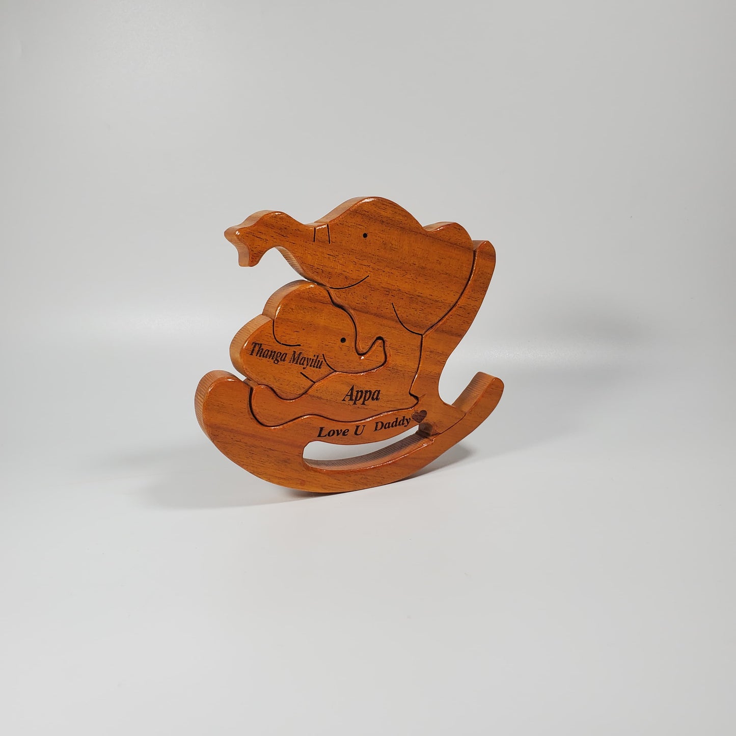 Wooden Elephant Parent with baby | Polished surface with shiny finish | Fungus Proof