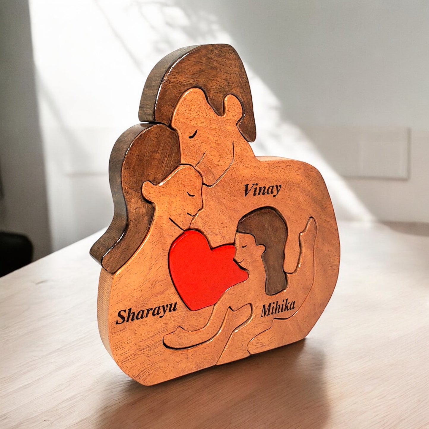 Wooden Human figurine Family Keepsake | Polished surface with shiny finish | Fungus proof