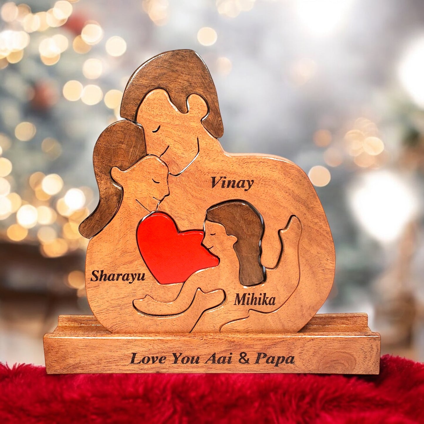 Wooden Human figurine Family Keepsake | Polished surface with shiny finish | Fungus proof