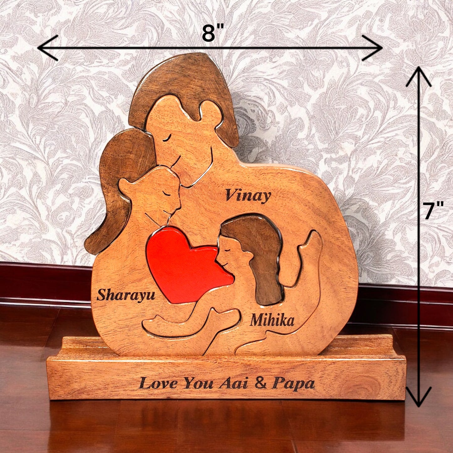 Wooden Human figurine Family Keepsake | Polished surface with shiny finish | Fungus proof