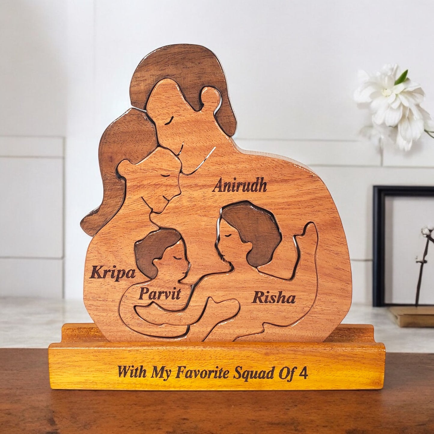 Wooden Human figurine Family Keepsake | Polished surface with shiny finish | Fungus proof