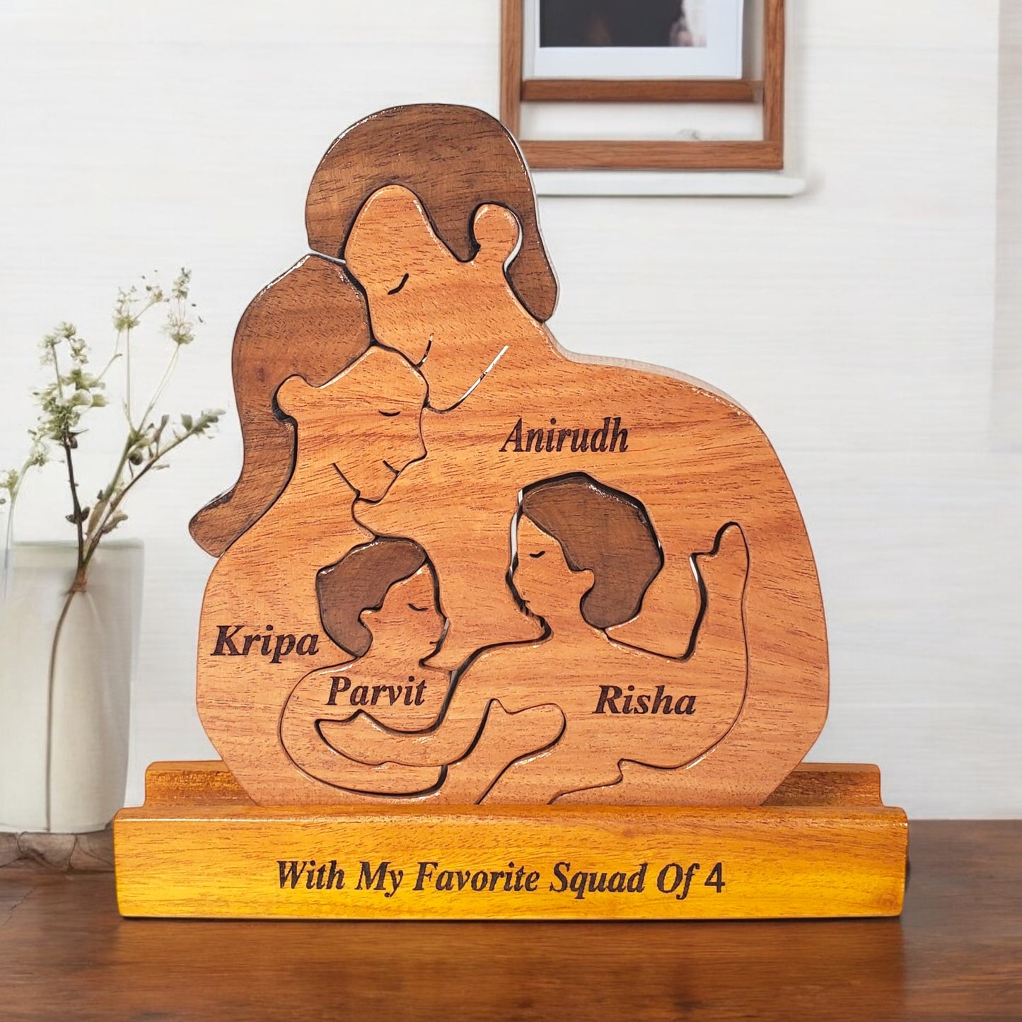 Wooden Human figurine Family Keepsake | Polished surface with shiny finish | Fungus proof