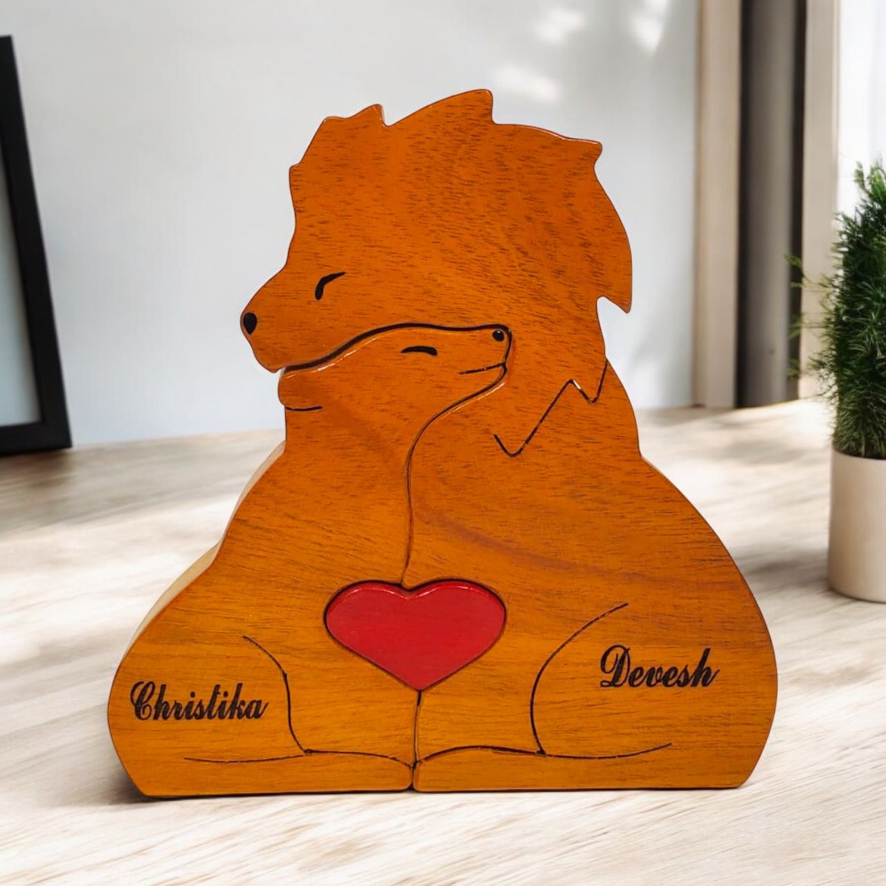 Wooden Couple Keepsake | Polished surface with shiny finish | Fungus Proof