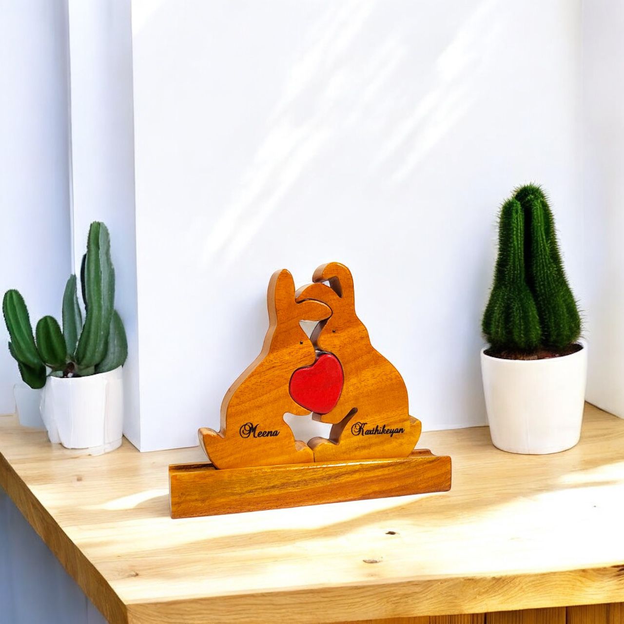 Wooden Couple Keepsake | Polished surface with shiny finish | Fungus Proof