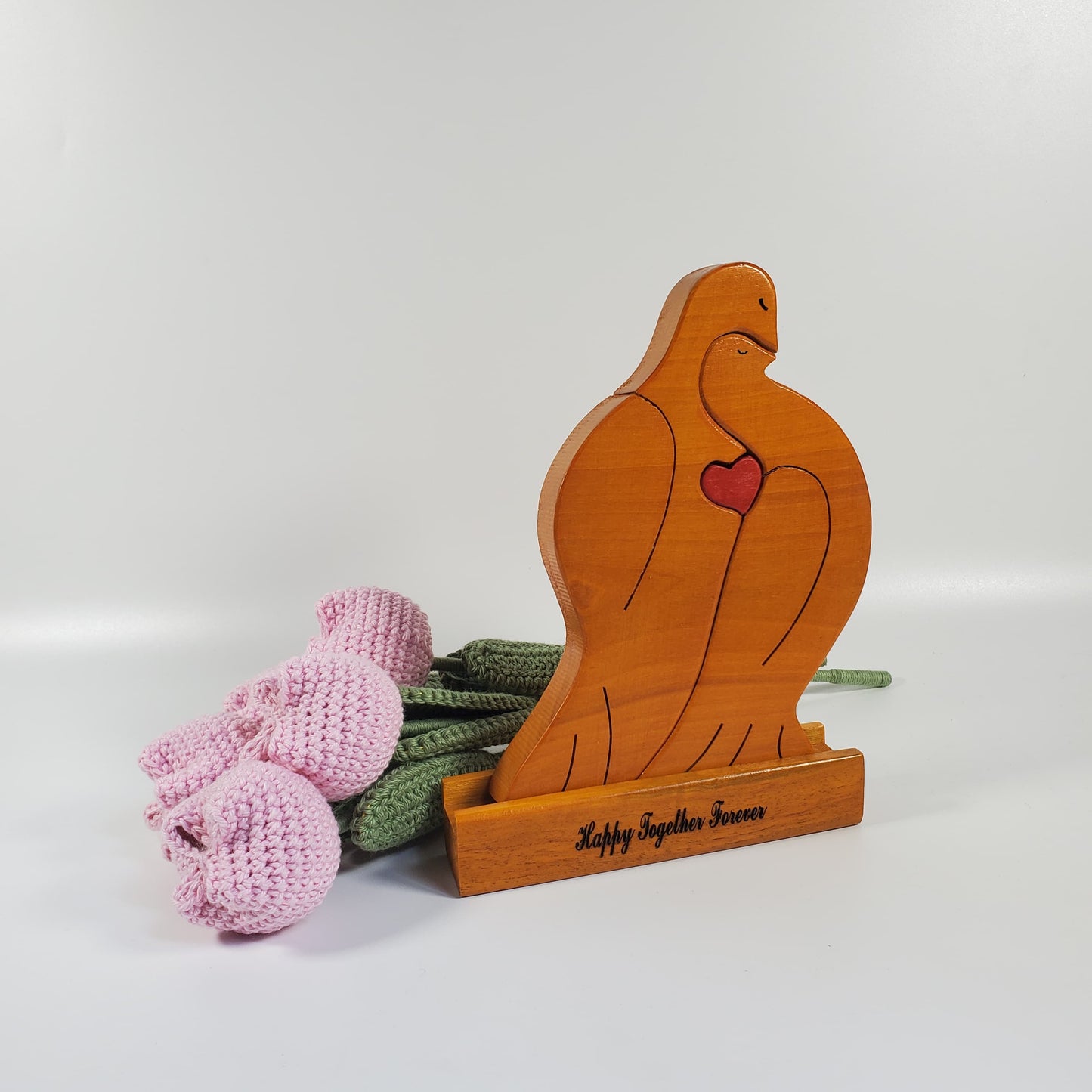 Wooden Dove Couple keepsake | Polished surface with shiny finish | Fungus Proof
