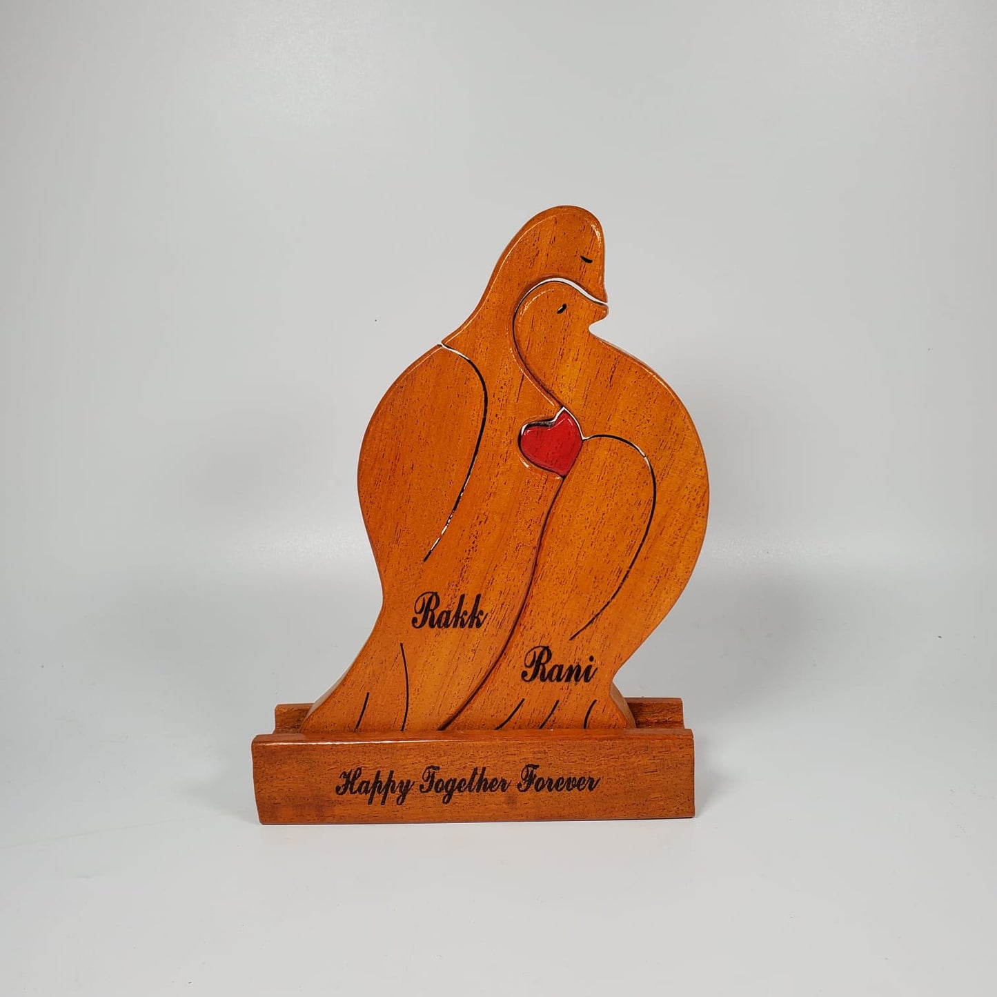 Wooden Dove Couple keepsake | Polished surface with shiny finish | Fungus Proof