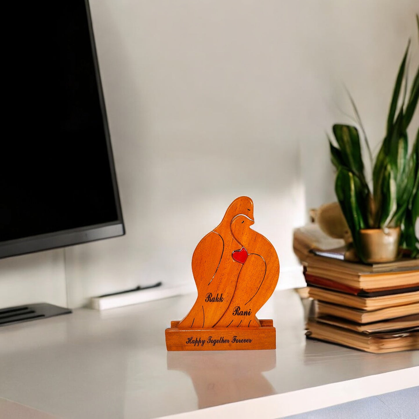 Wooden Dove Couple keepsake | Polished surface with shiny finish | Fungus Proof