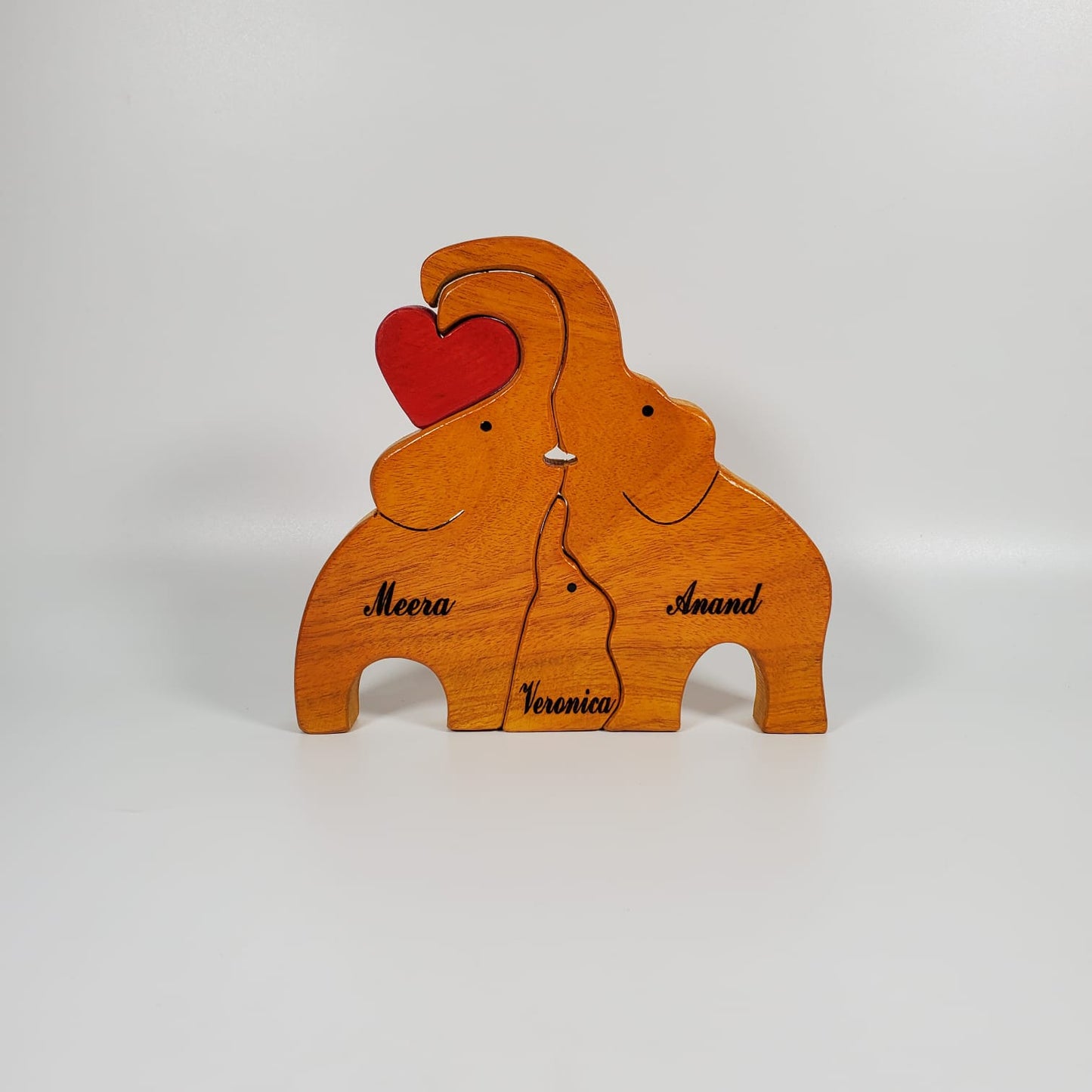 Wooden Elephant family Keepsake | Family of 3 | Polished surface with shiny finish | Fungus Proof