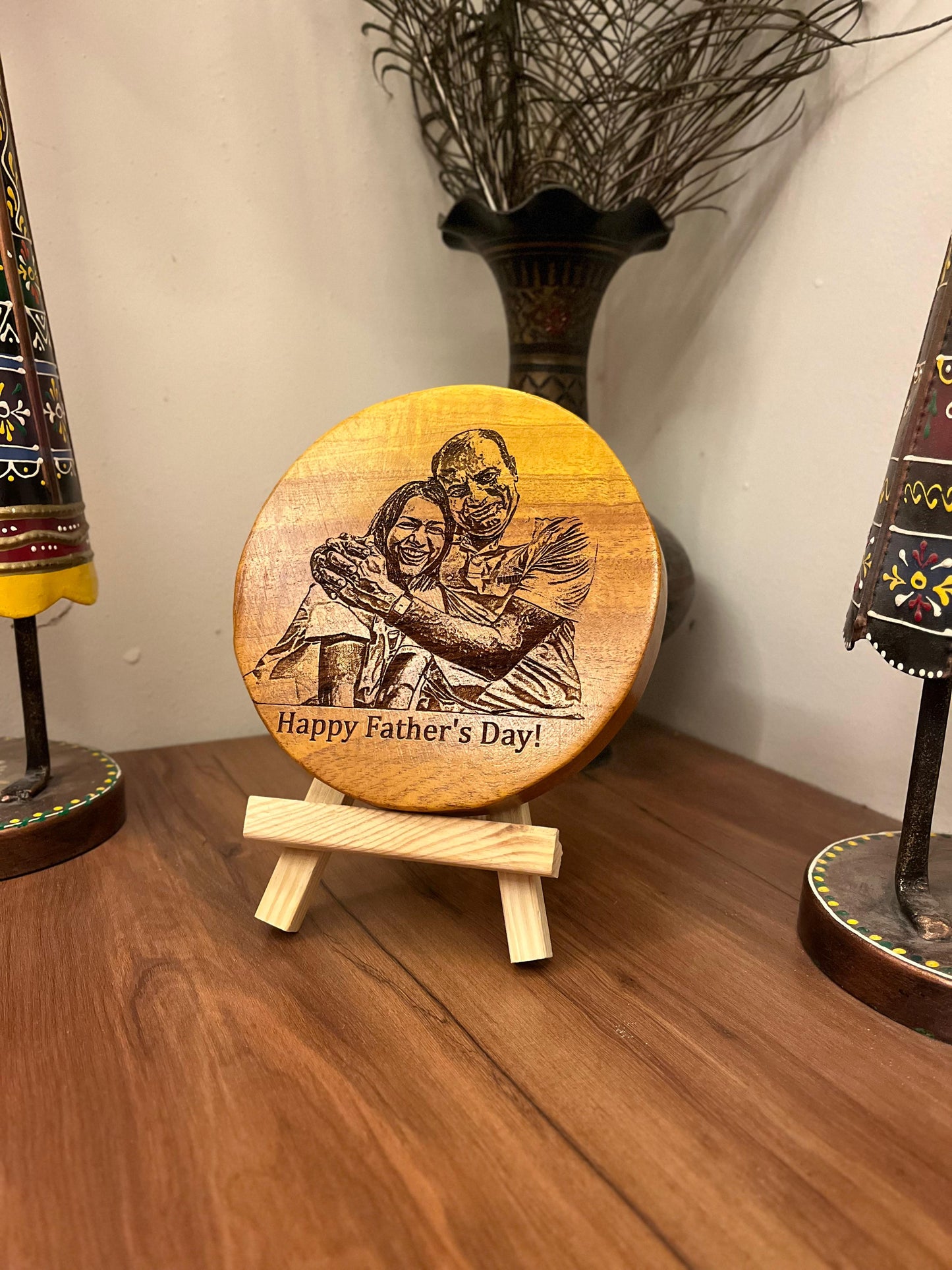 Personalized photo engraved Golden wood coin | Polished surface with shiny finish | Fungus Proof