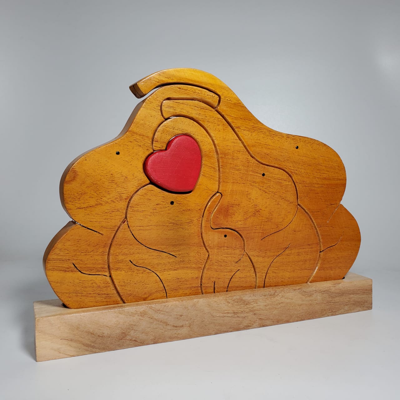Wooden Elephant Family with Grand-Parents Keepsake | Polished surface with shiny finish | Fungus Proof