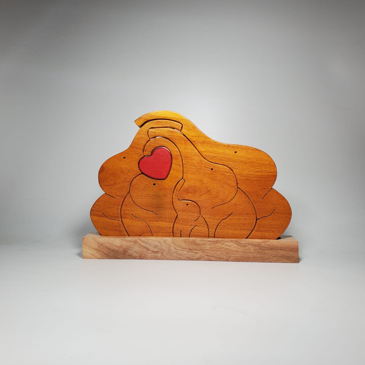Wooden Elephant Family with Grand-Parents Keepsake | Polished surface with shiny finish | Fungus Proof
