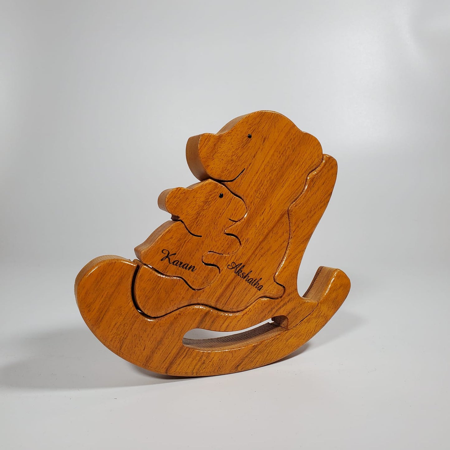 Wooden Parent & Baby Bear Keepsake | Polished surface with shiny finish | Fungus Proof