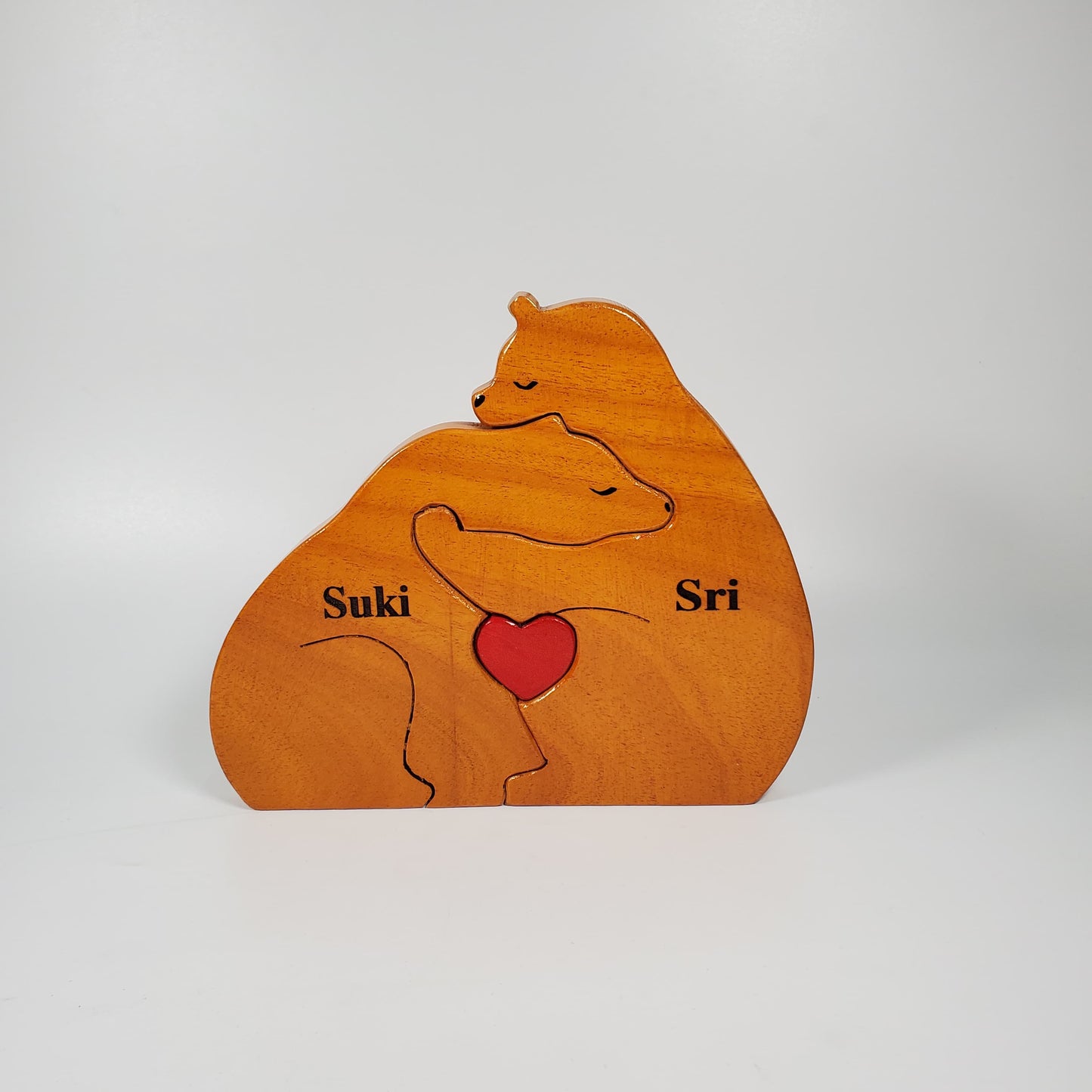 Wooden Bear Couple Keepsake | Polished surface with shiny finish | Fungus Proof