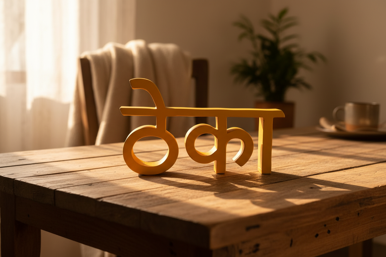 ठेका sign on wooden table