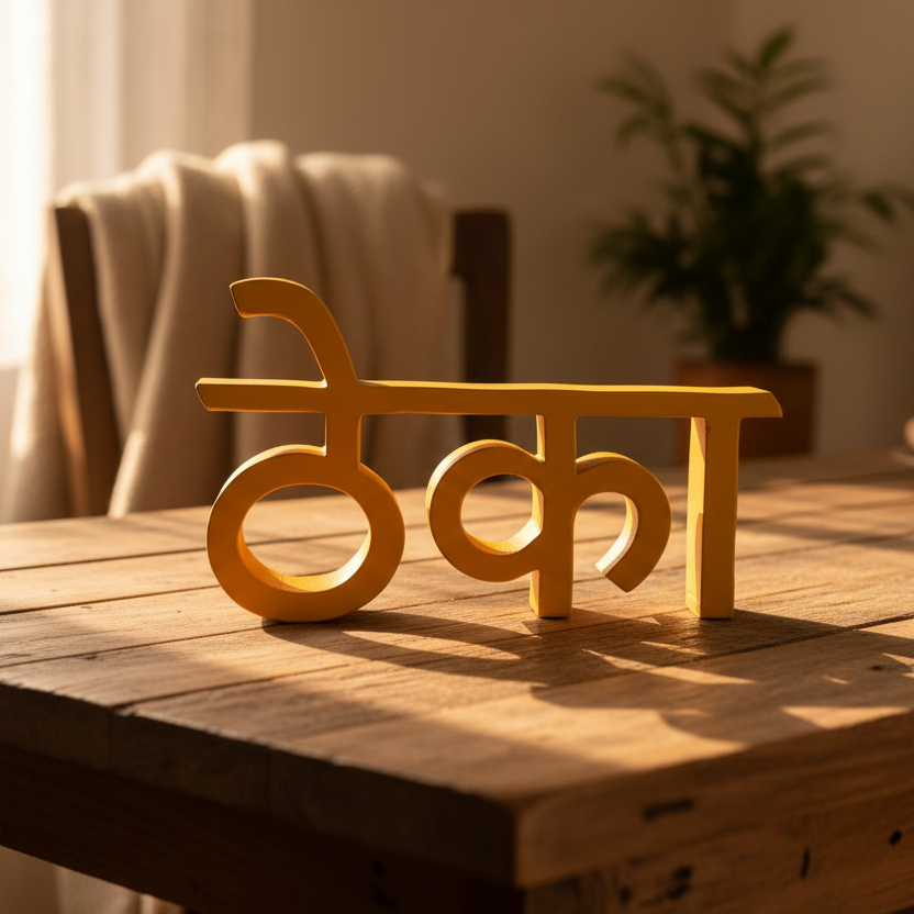 ठेका sign on wooden table