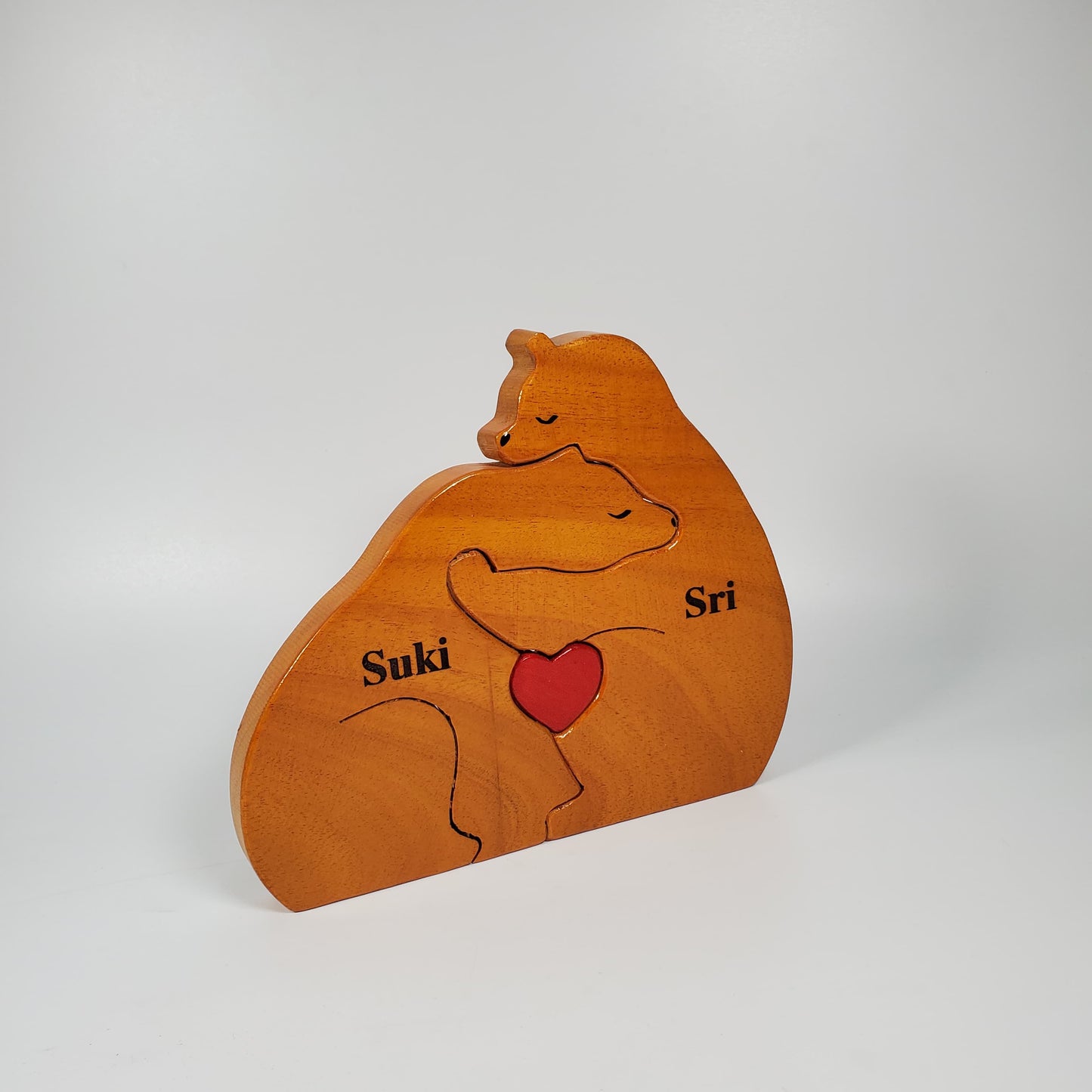 Wooden Bear Couple Keepsake | Polished surface with shiny finish | Fungus Proof