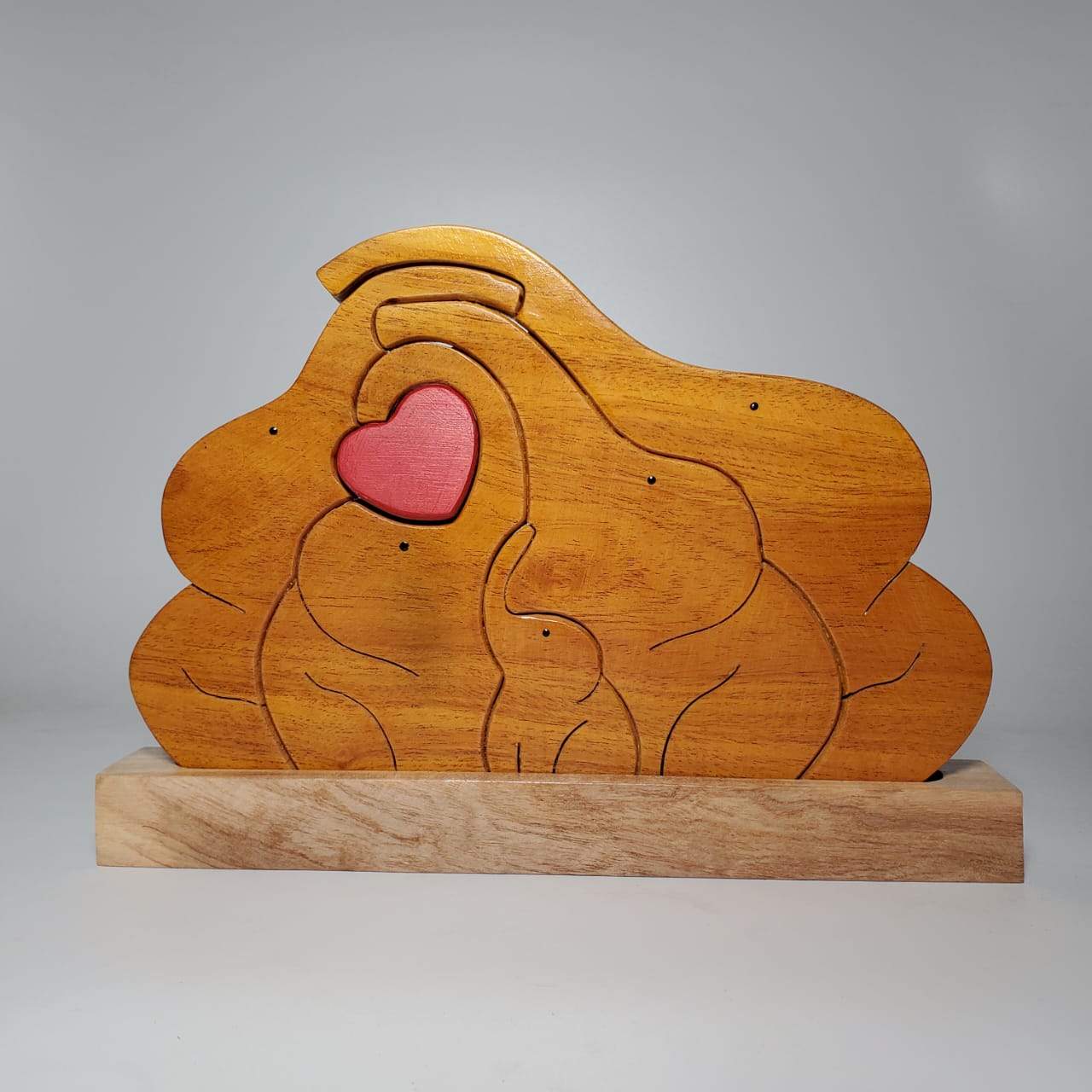 Wooden Elephant Family with Grand-Parents Keepsake | Polished surface with shiny finish | Fungus Proof