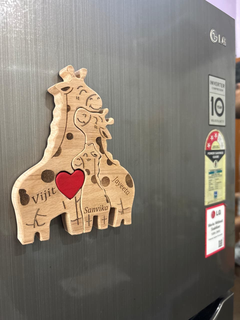 Wooden Giraffe Family  | Polished surface with shiny finish | Fungus Proof