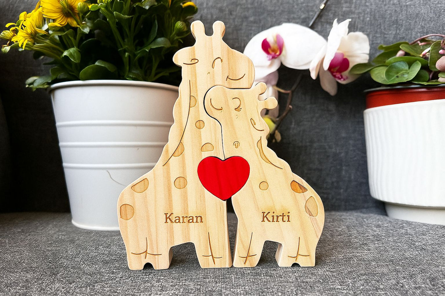 Wooden Giraffe Family  | Polished surface with shiny finish | Fungus Proof