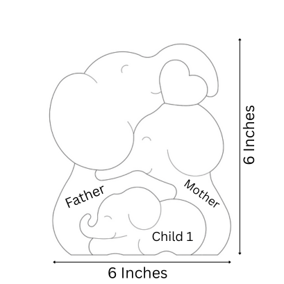 Wooden Elephant Family Keepsake  | Polished surface with shiny finish | Fungus Proof