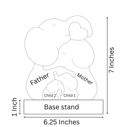 Wooden Elephant Family Keepsake  | Polished surface with shiny finish | Fungus Proof