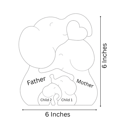 Wooden Elephant Family Keepsake  | Polished surface with shiny finish | Fungus Proof