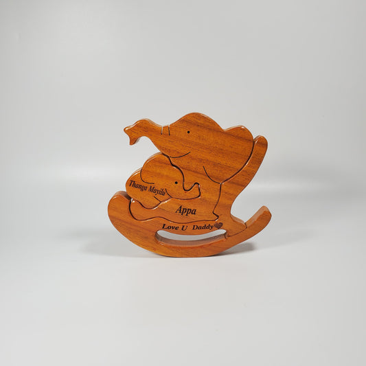 Wooden Elephant Parent with baby | Polished surface with shiny finish | Fungus Proof
