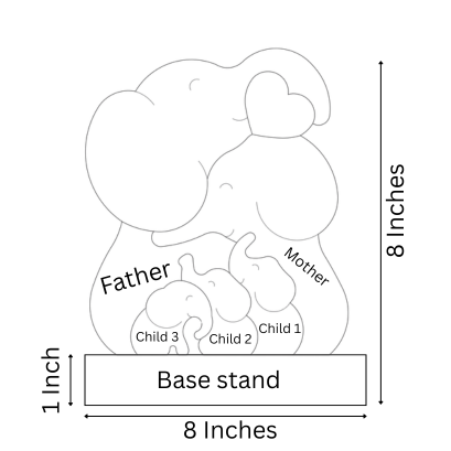 Wooden Elephant Family Keepsake  | Polished surface with shiny finish | Fungus Proof