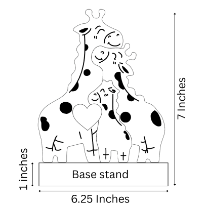 Wooden Giraffe Family  | Polished surface with shiny finish | Fungus Proof