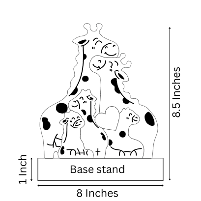 Wooden Giraffe Family  | Polished surface with shiny finish | Fungus Proof