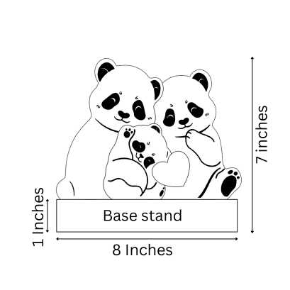 Wooden Panda Family  | Polished surface with shiny finish | Fungus Proof