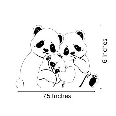 Wooden Panda Family  | Polished surface with shiny finish | Fungus Proof
