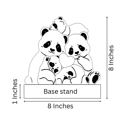 Wooden Panda Family  | Polished surface with shiny finish | Fungus Proof