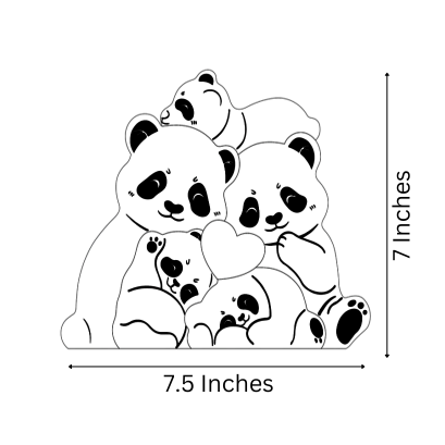 Wooden Panda Family  | Polished surface with shiny finish | Fungus Proof