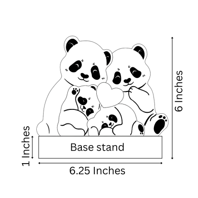 Wooden Panda Family  | Polished surface with shiny finish | Fungus Proof