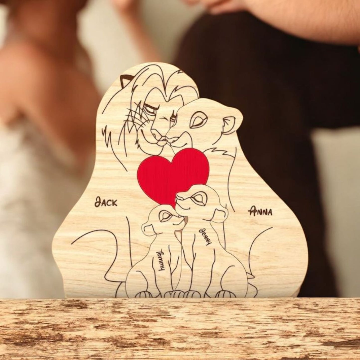 Wooden Lion Family - Beech Wood | Polished surface with shiny finish | Fungus Proof