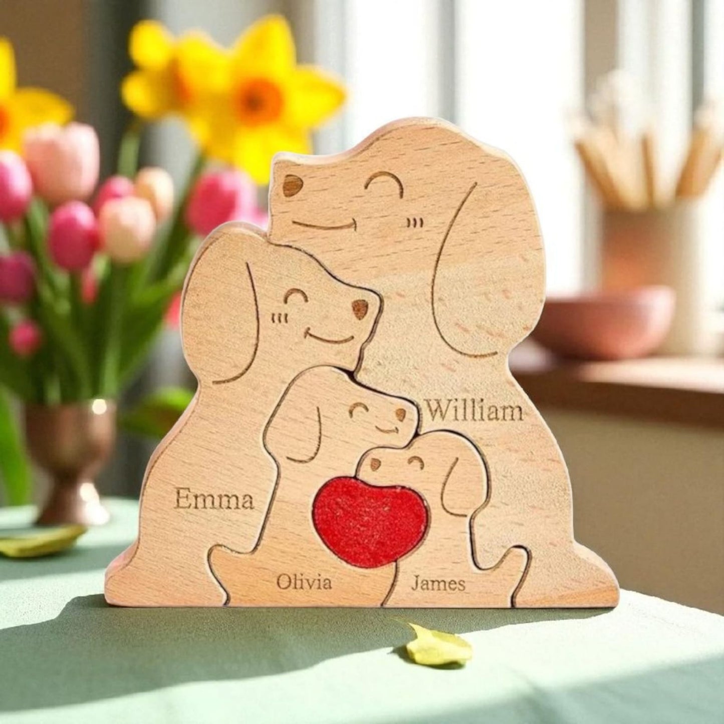 Wooden Dog Family Keepsake