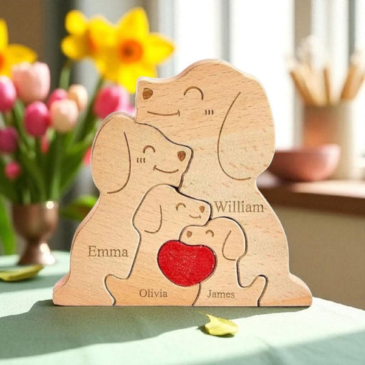 Wooden Dog Family Keepsake