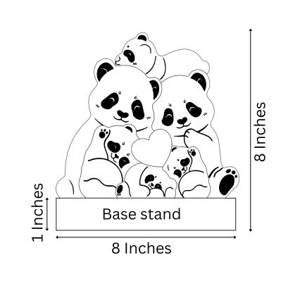 Wooden Panda Family  | Polished surface with shiny finish | Fungus Proof