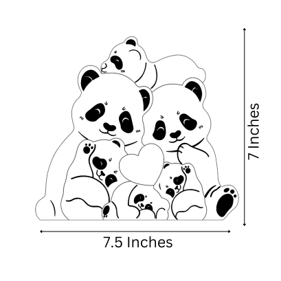 Wooden Panda Family  | Polished surface with shiny finish | Fungus Proof