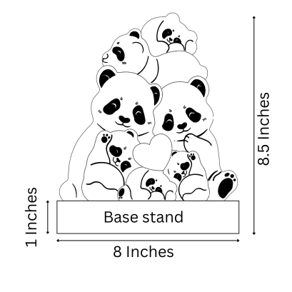 Wooden Panda Family  | Polished surface with shiny finish | Fungus Proof