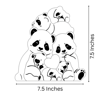 Wooden Panda Family  | Polished surface with shiny finish | Fungus Proof