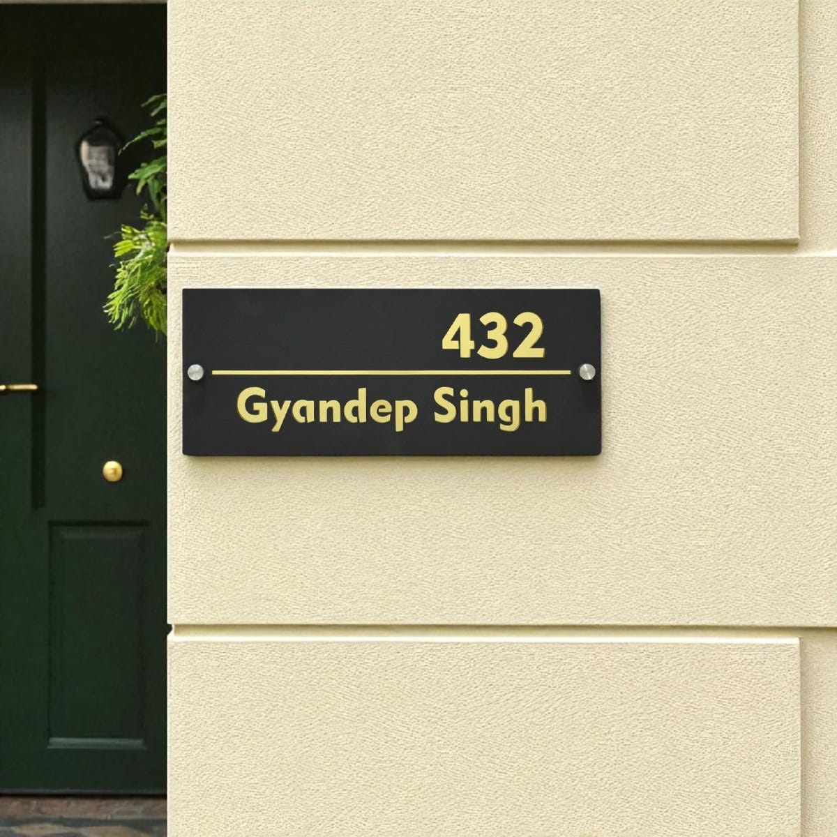Acrylic Black & Golden Name Plate