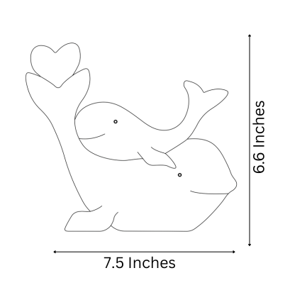 Wooden Whale Family Keepsake | Polished surface with shiny finish | Fungus Proof