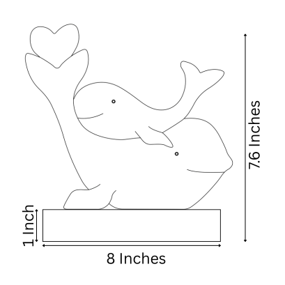 Wooden Whale Family Keepsake | Polished surface with shiny finish | Fungus Proof